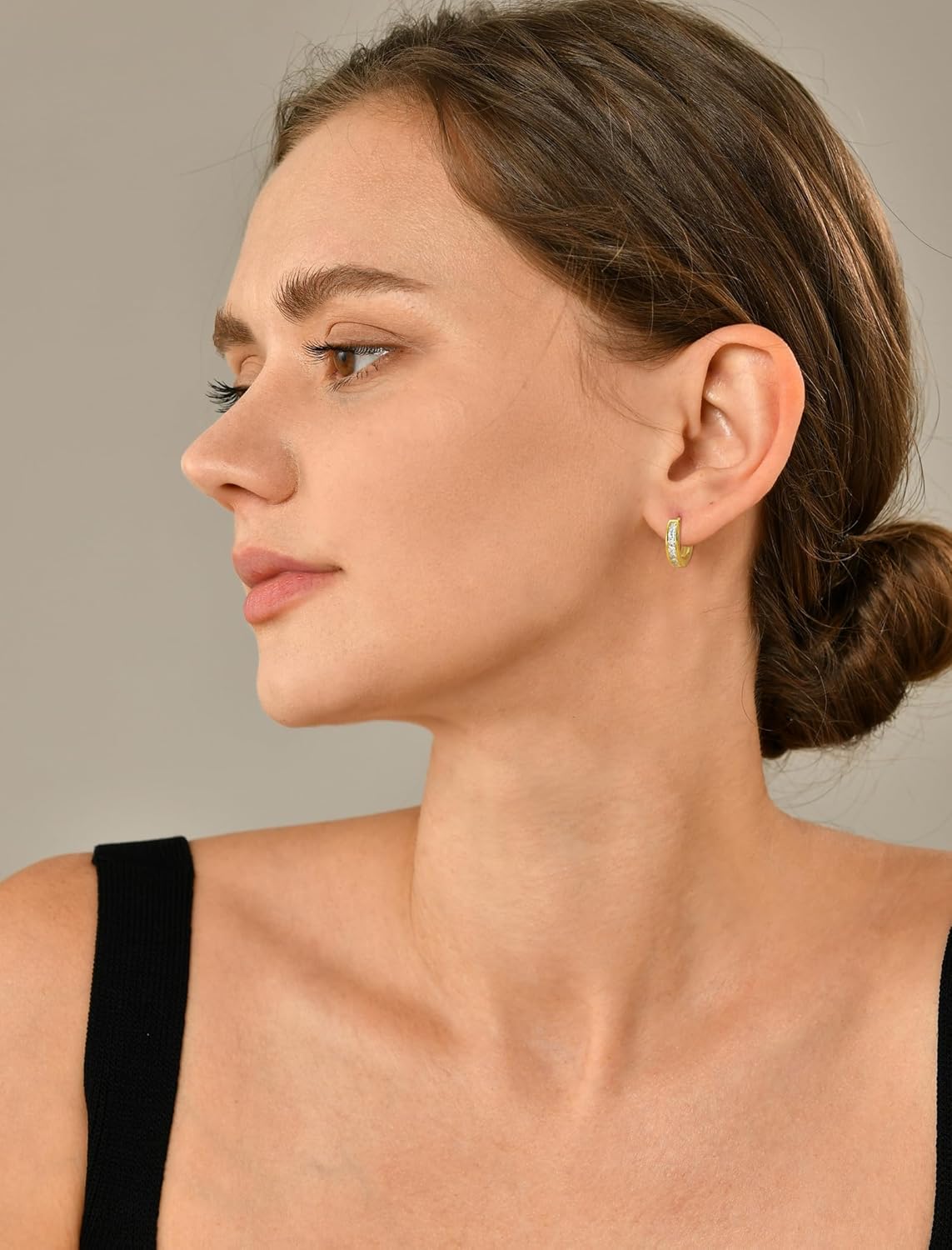 YL 13mm Halo Hoop Earrings 925 Sterling Sliver Round Huggie Earring Princess Cut Birthstone Jewelry for Women