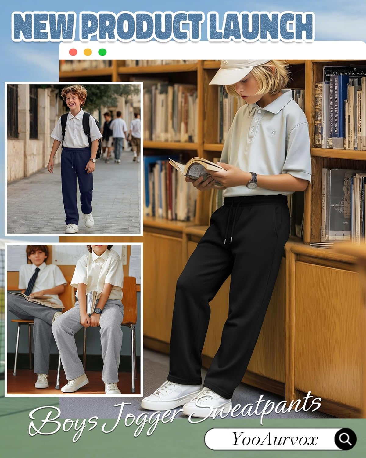 5 Pack Boys Thin Sweatpants Casual Athletic Pants with Drawstring 5-14 Years Open Hem Jogger Pants with Pockets