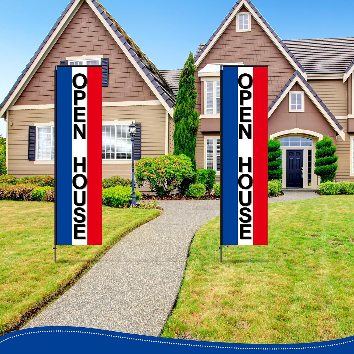 Pasimy 2 Pcs Feather Flag Pole Kit 8.9ft Custom Rectangle Feather Flags Pole with Carrying Bag Open Flag for Businesses Set Ground Stake