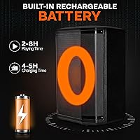 Vista 8 de Pyle Altavoz Bluetooth Portátil con Woofer de 8 Pulgadas, Función TWS, Entrada de Micrófono, USB/Micro SD/Radio FM, Luces de Anillo Coloridas, 120W