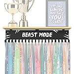United Medals New Beast Mode Medal Hanger Display with Bamboo Shelf | Medal Display Rack Frame | Race Medal Holder Awards Wall Mount | Running, Soccer, Wrestling, Marathon, Gymnastics, Swimming