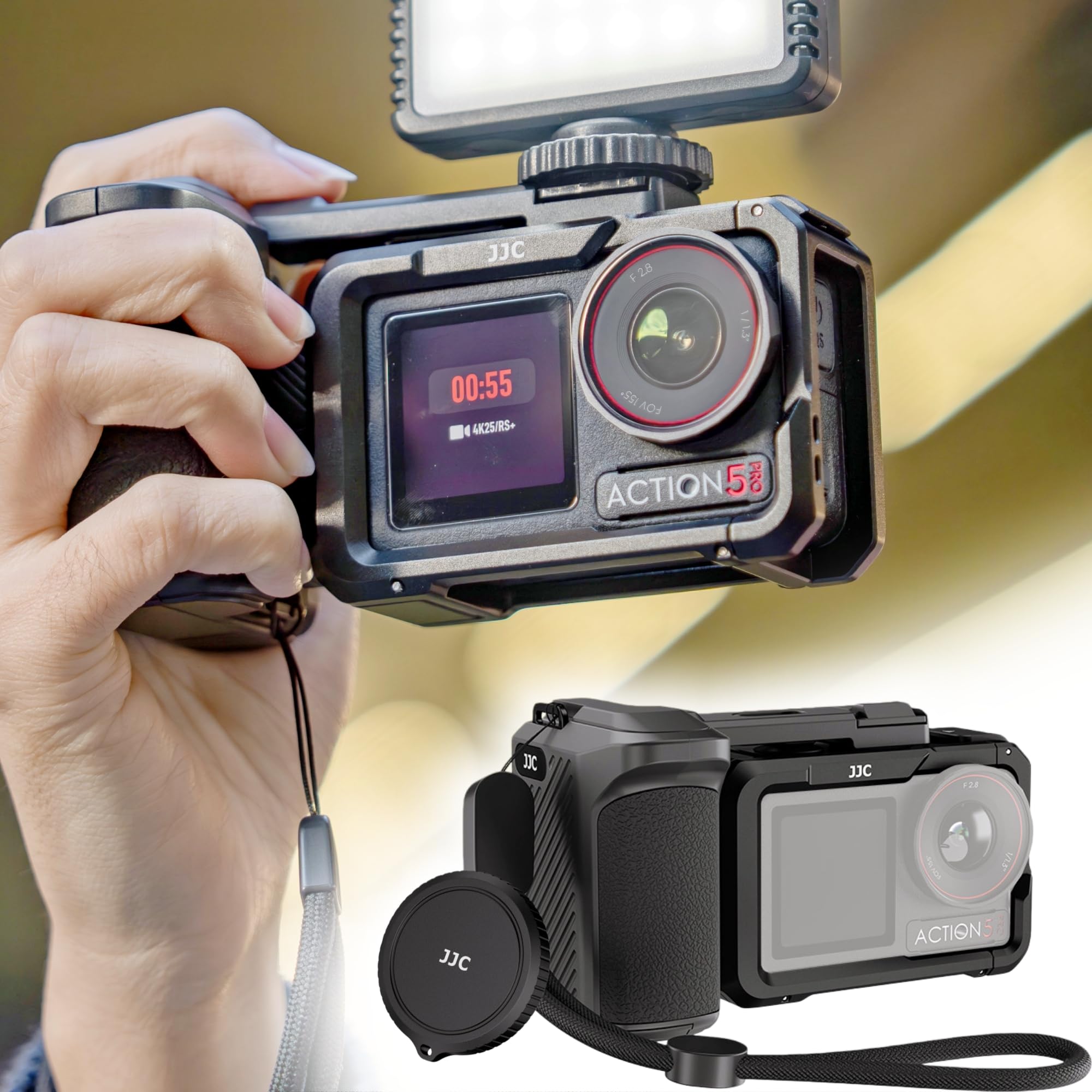 JJC Action 5 Pro Handle Grip Kit for DJI Osmo Action 5 4 3 / Xtra Edge