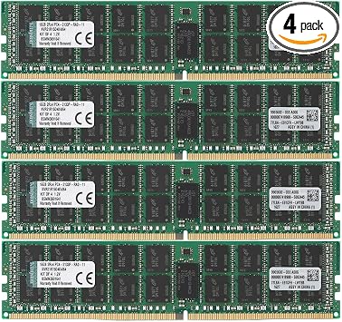 Kingston Technology 64GB RAM Kit (4x16GB) 2133MHz DDR4 ECC Reg CL15 DIMM DR x 4 with TS Server Memory (KVR21R15D4K4/64)