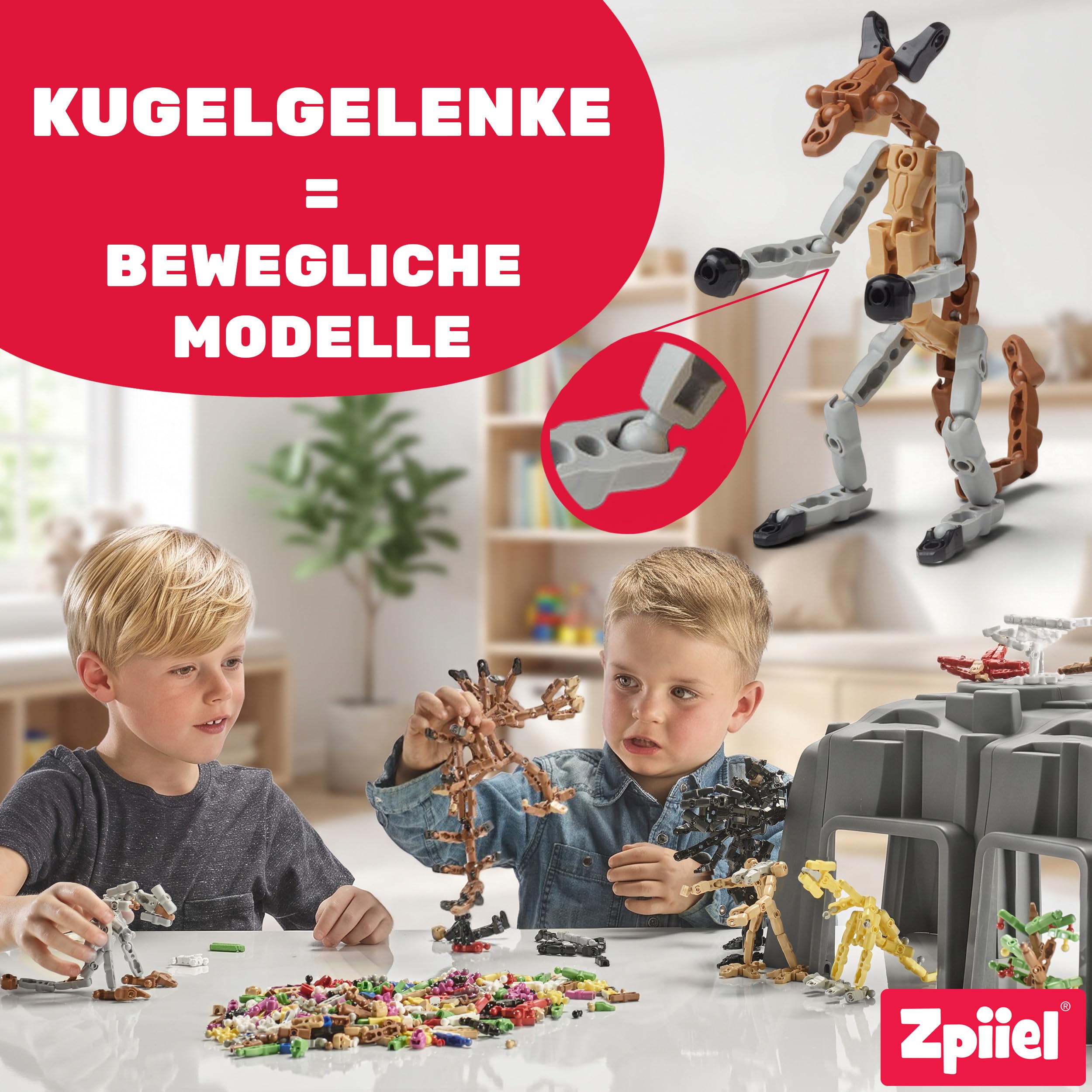 MakerZ Konstruktionsspielzeug für Kinder ab 5 Jahren - Kreativ-Bausteine mit verschiedenen Form-Elementen für 2D & 3D, STEM Lernspielzeug, Made in Denmark, BPA-FREI (270)
