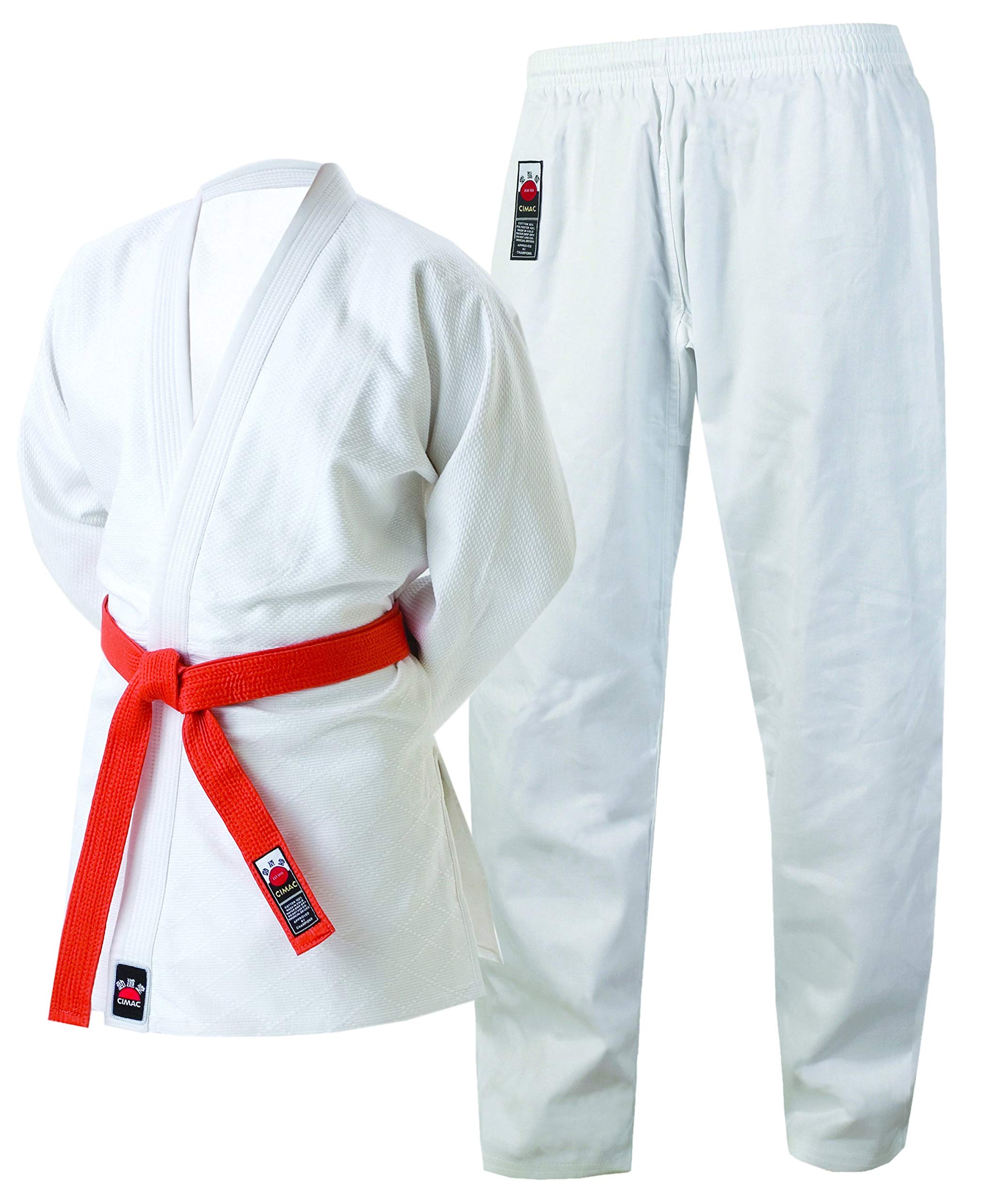 Judo Gi - White - 350g Judo Suit, Student Training & Sparring Uniform for Kids & Adults, Comfy & Durable, Made of Polycotton, Single Weave, Comes with a Belt