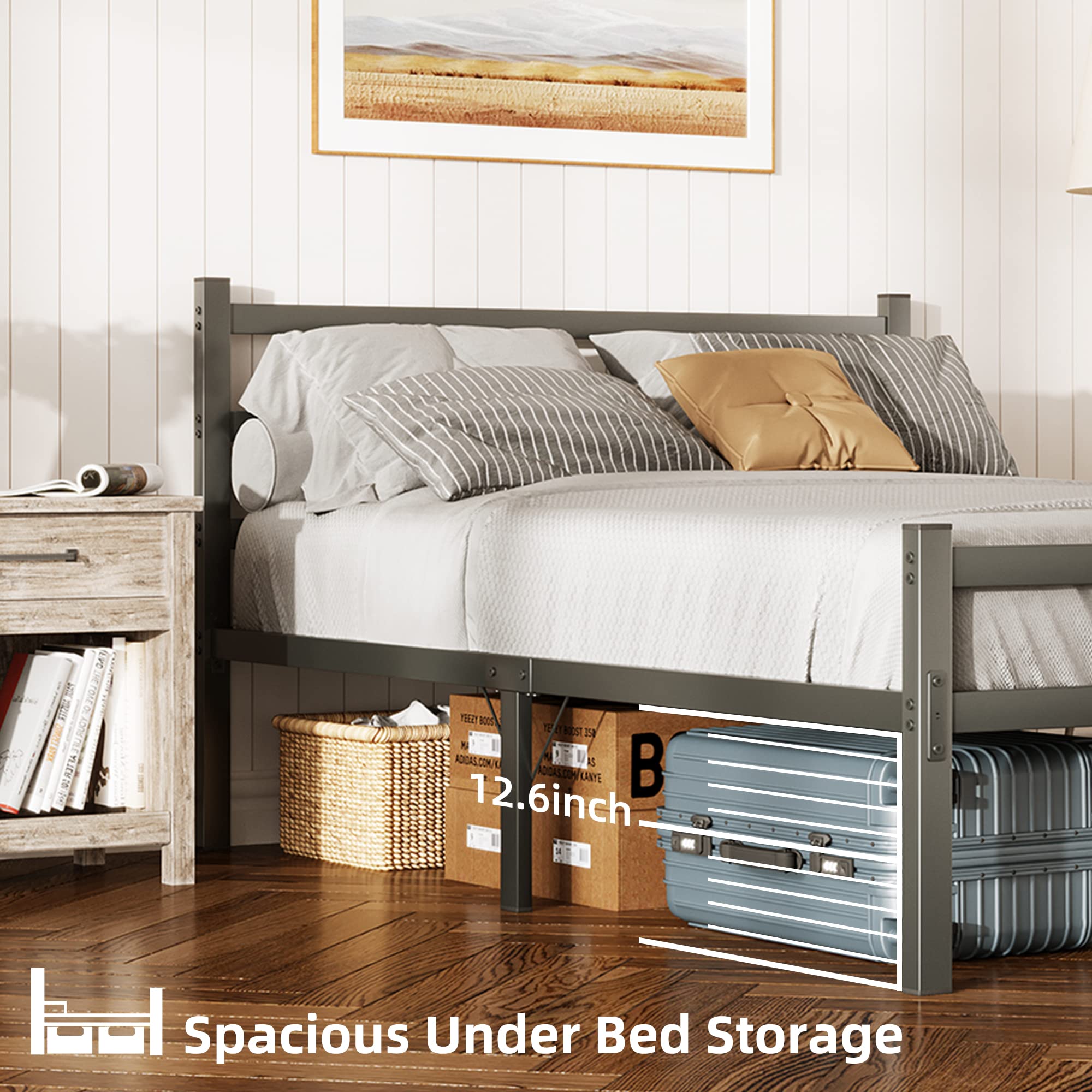 Amazon｜Mexin フルベッドフレーム ヘッドボードとフットボード付き