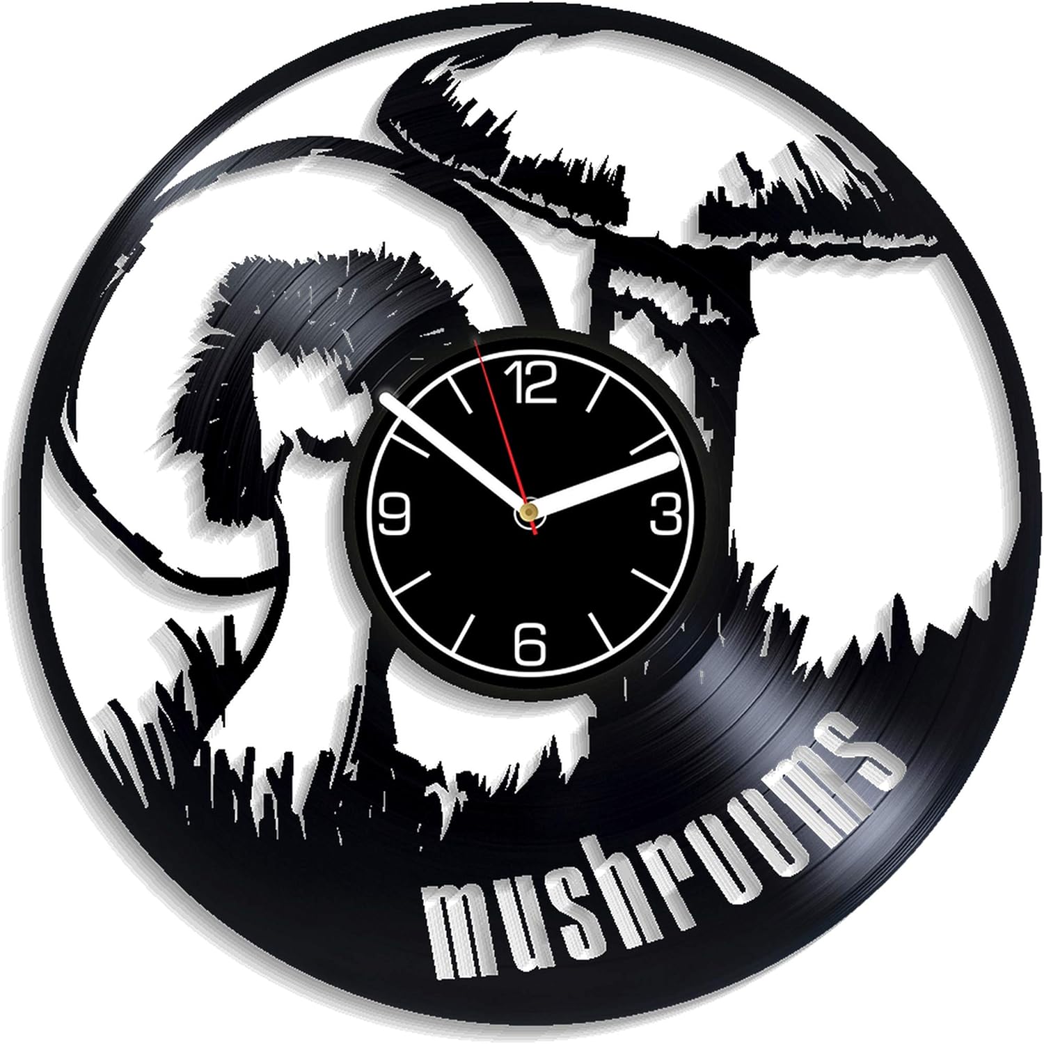 Mushrooms Vinyl Record Wall Clock Cooking Gift Nature Decoration 12 inch Wall Clock Mushrooms Wall Art Forest Art Birthday Gift for Mother Nature Wall Clock Modern Mushrooms Vinyl Clock