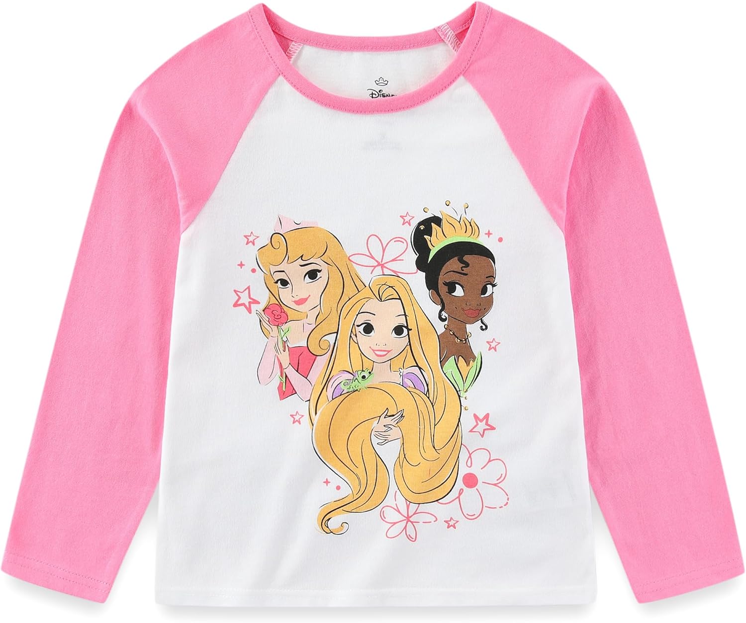 Disney Princess Aurora Tiana Rapunzel Girls Long Sleeve Shirt and Pants Set for Toddler to Big Kids - Image 2