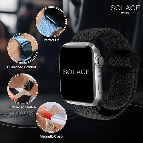 Miniatura 4 de Solace Bands Imperium Adapt Wide Adjustable Nylon Braided Watch Band - Compatible with All Apple Watches - Solace Apple Watch Bands for Women & Men