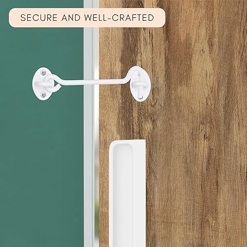 Miniatura 9 de Eco-Fused Gancho y pestillo de ojo resistente de 4 pulgadas, 1 cerradura de puerta de granero (blanco), 4 tornillos de montaje, ganchos de acero