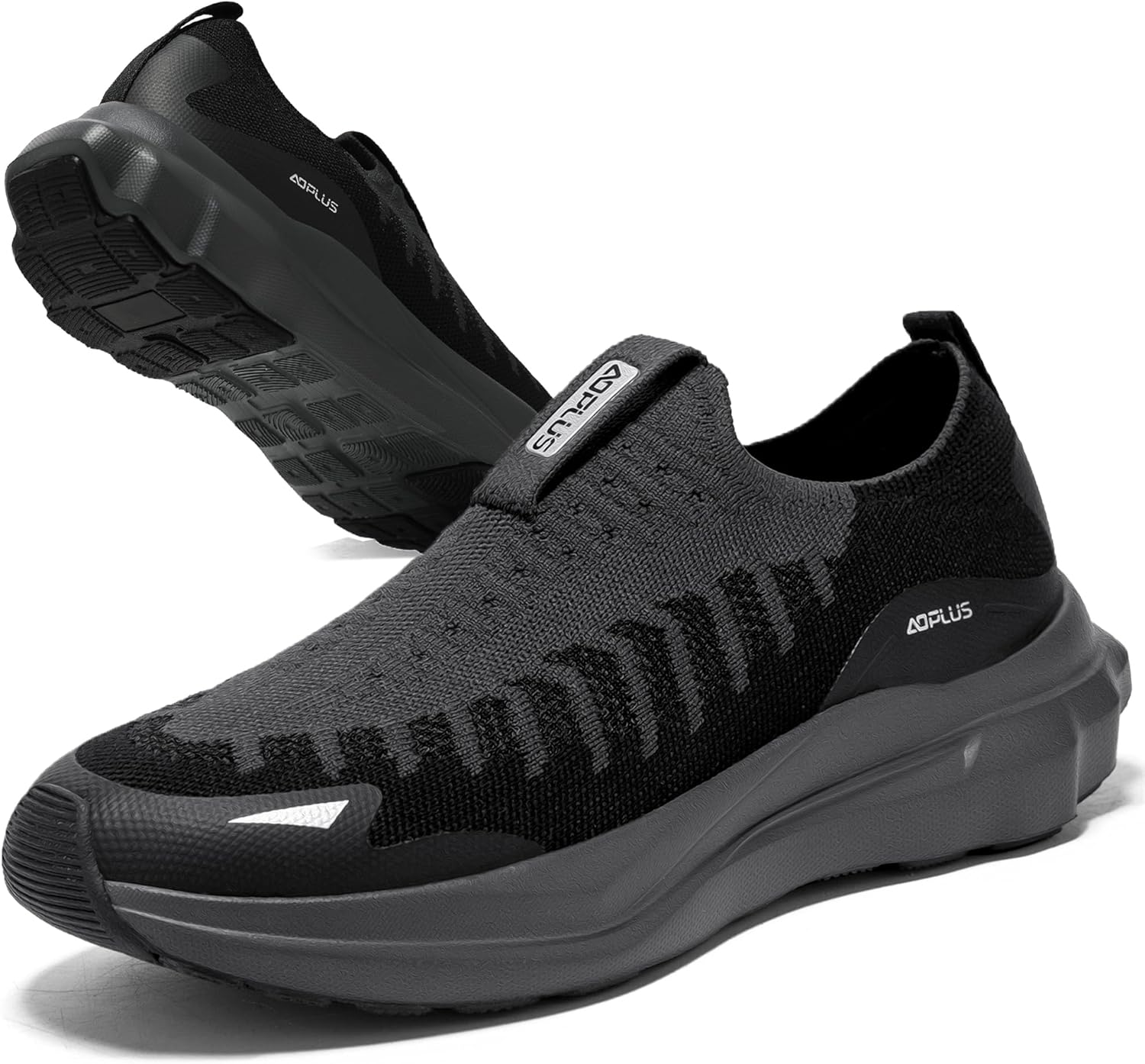 Men’s Slip On Walking Shoes with Arch Support, Breathable Knit, Cushioned, Comfortable and Non-Slip Sneakers for All Day Standing, Walking
