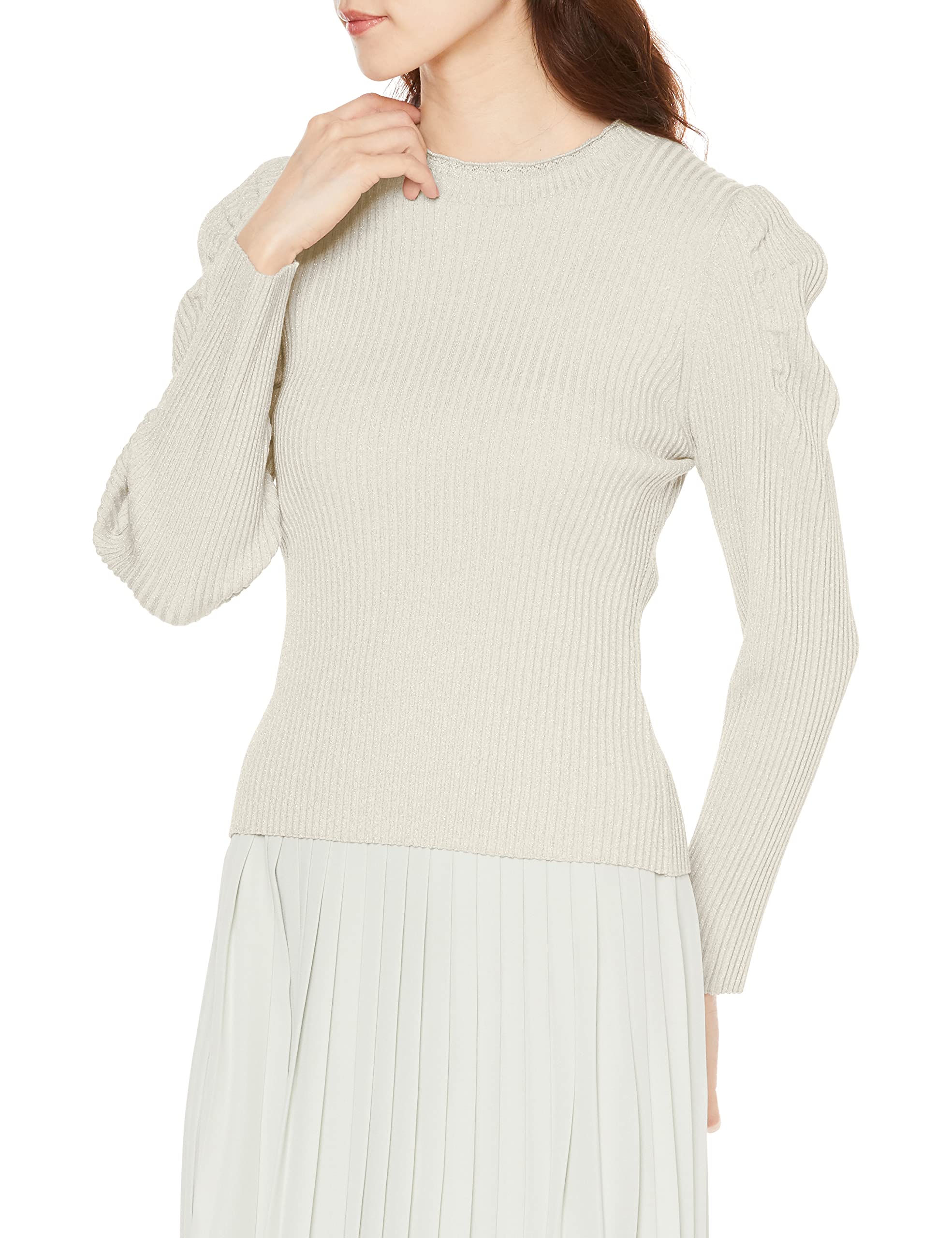 Amazon | [セルフォード] レース編み付き長袖ニットプルオーバー