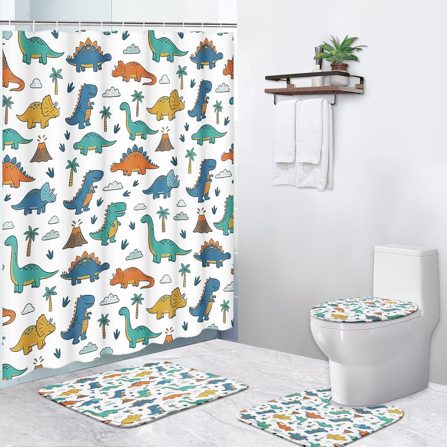 Pamnest 4 Pcs Shower Curtain Sets, Beach Coastal Ocean Waterproof Bathroom Sets with Non-Slip Rugs,Toilet Lid Cover and Bath Mat, Accessories Modern Home Bathroom Decor 72" X 72"