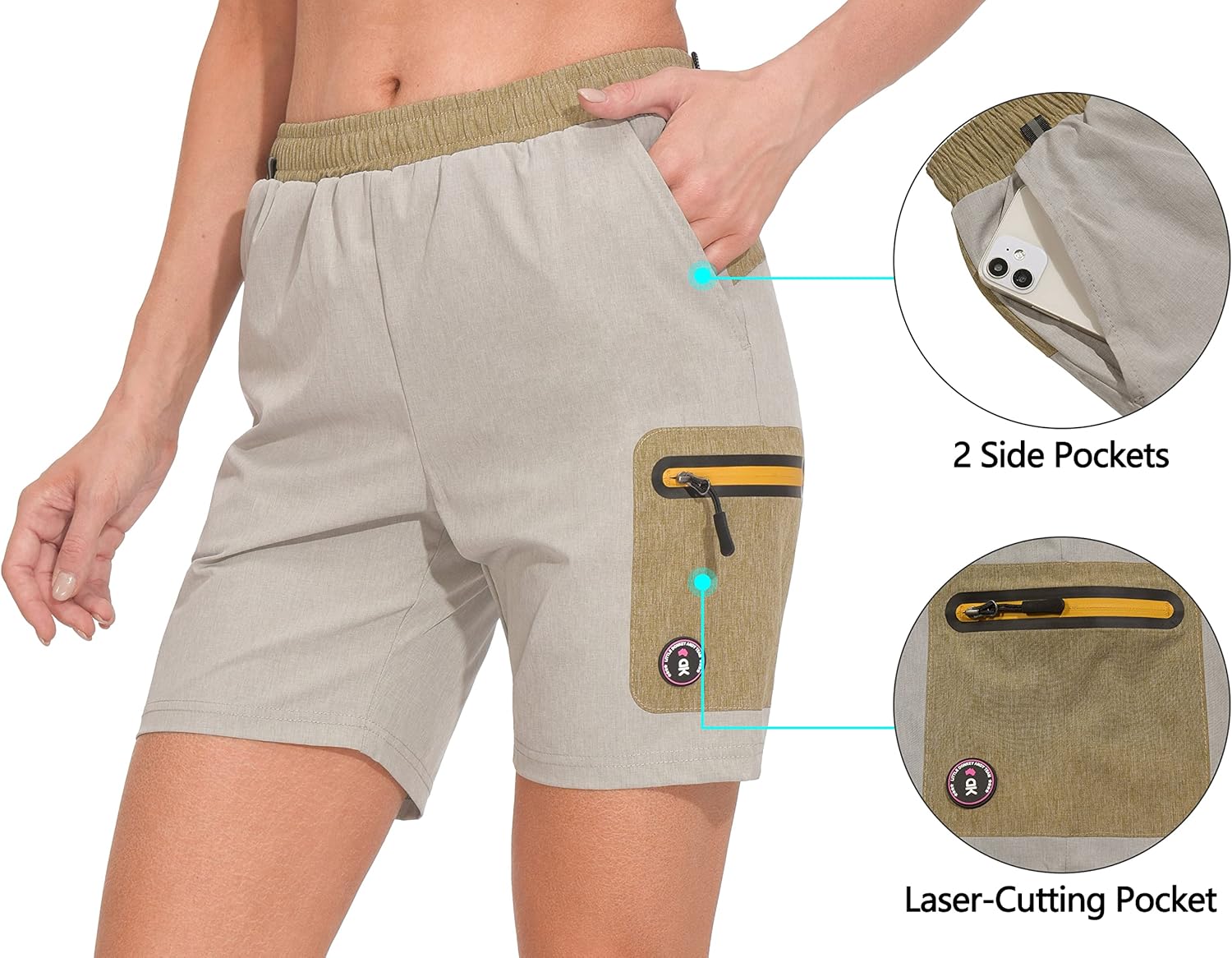 Little Donkey Andy Women's 7 Inches Quick Dry Golf Shorts Stretch Athletic Shorts with Liner, Laser-Cutting Pockets