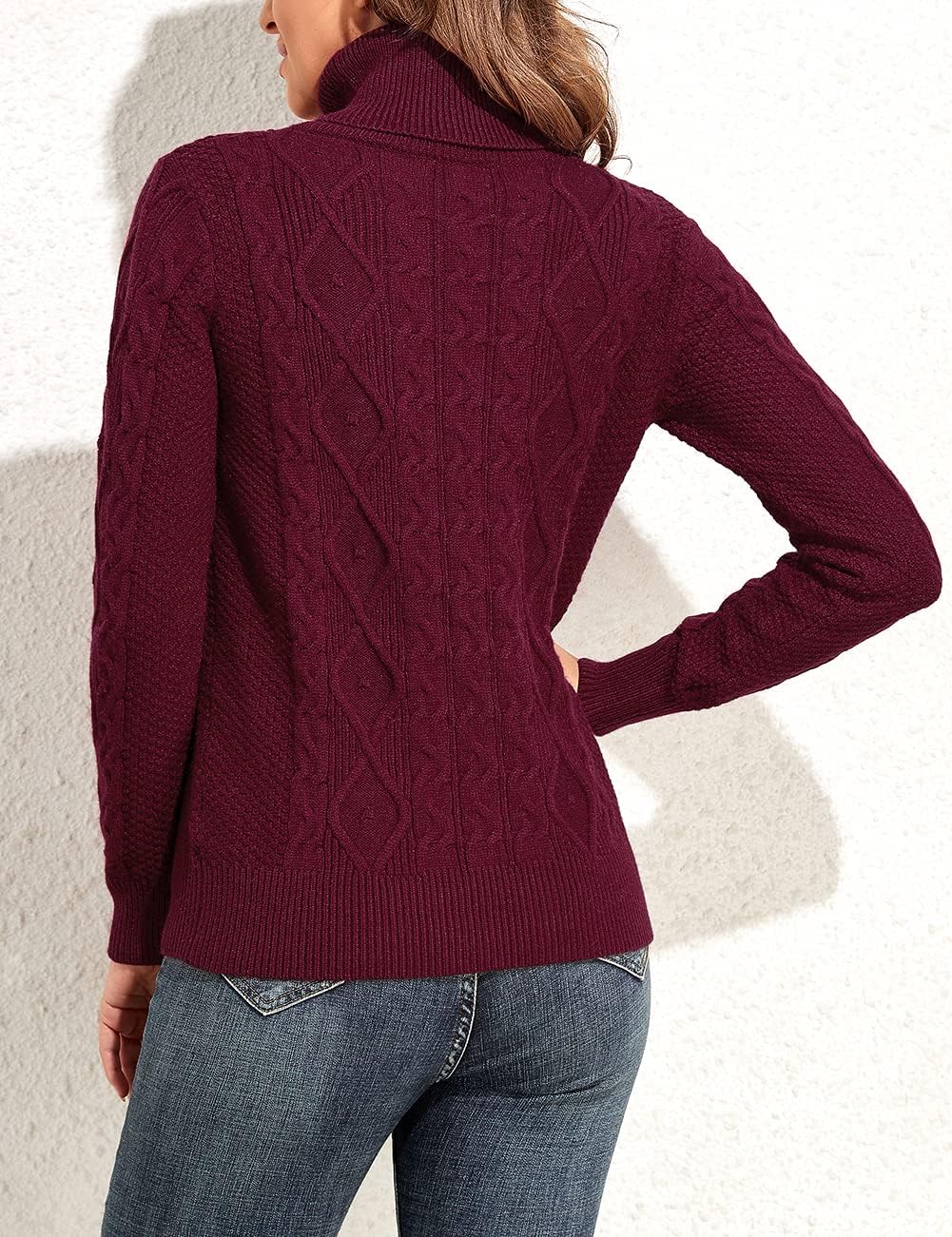 PrettyGuide Women's Turtleneck Sweater Long Sleeve Fisherman Cable Knit Pullover Sweater Tops - Image 7