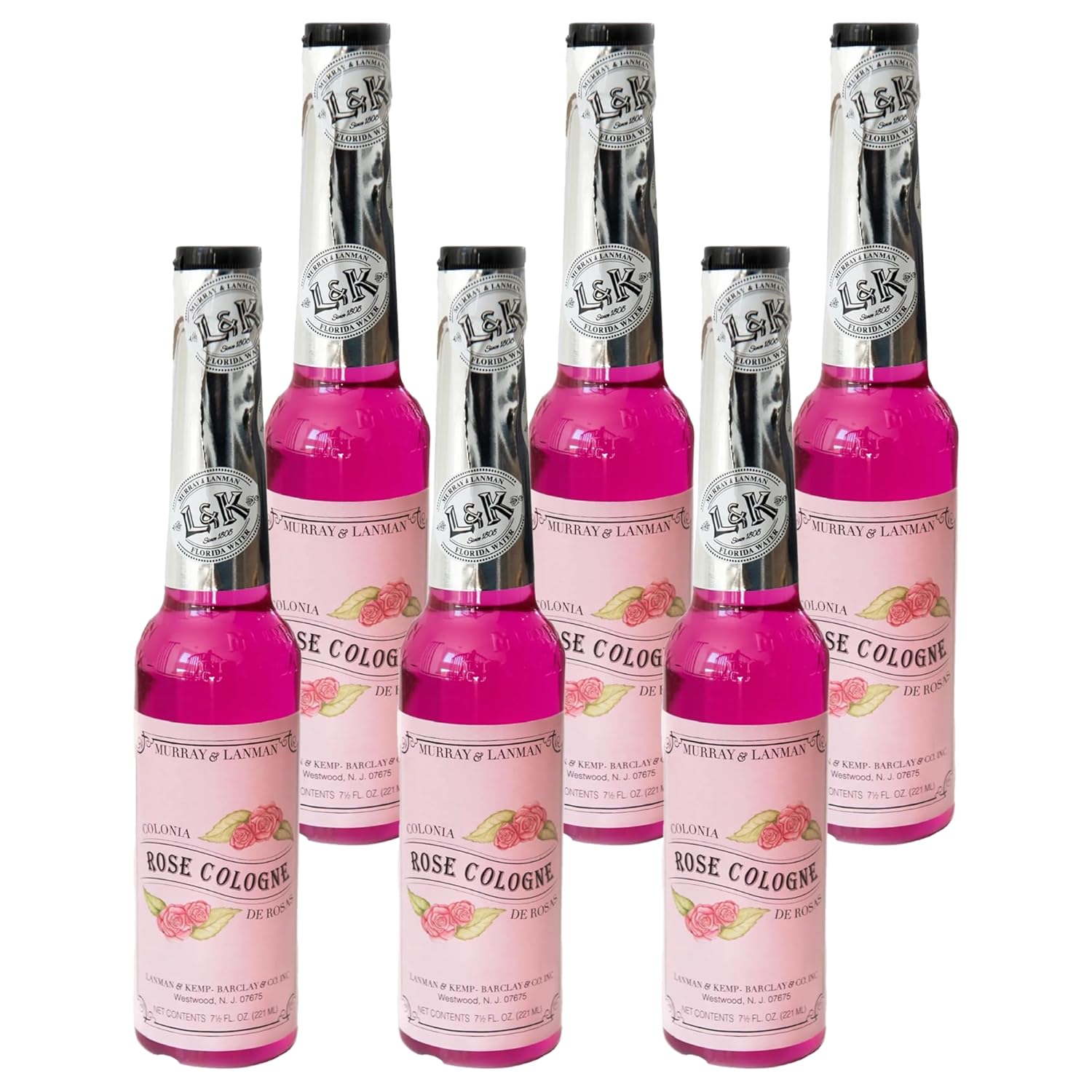 Lanman & Kemp Florida Water Cologne New York, Agua De Florida, 7.5 Fluid Ounce (7.5 Fl Oz (Pack of 6), Rose)