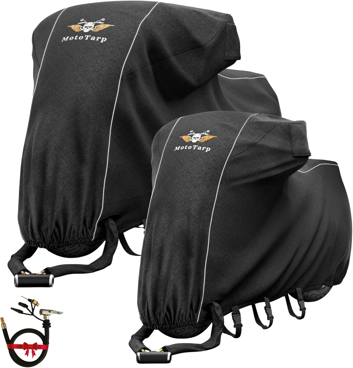 2-Pack 600D Heavy Duty Motorcycle Covers Waterproof Outdoor Storage – 4XL & 2XL All-Season Protection for Touring, Cruiser, Sport Bike & Adventure Models, Windproof, UV Resistant, Universal Fit