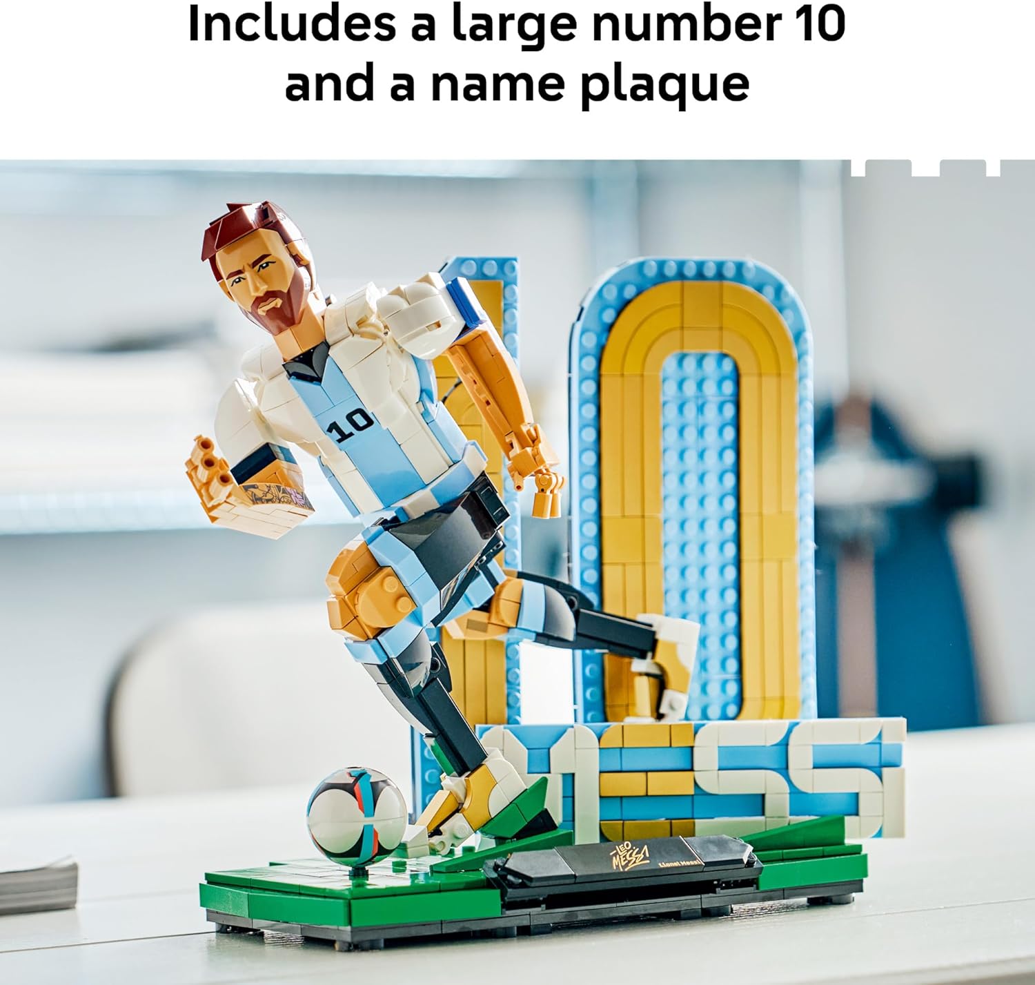LEGO Editions Lionel Messi – Soccer Legend - Building Set for Boys & Girls, Ages 12+ - Collectible Soccer Gift with Plaque - Kids Bedroom or Shelf Decor - 43015