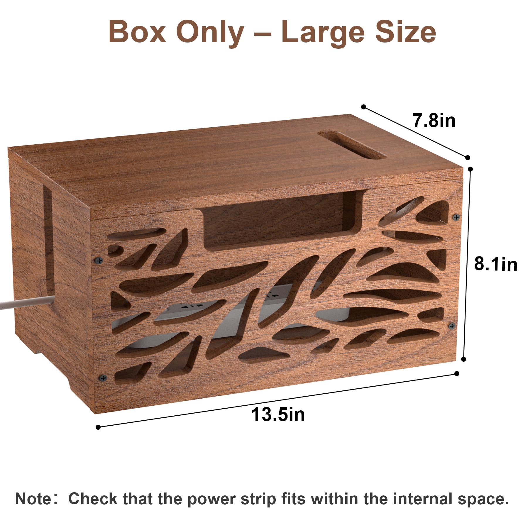 Kabelmanagementbox aus Holz, große Kabelversteck und Kabel-Organizer für Steckdosenleisten, elektrische Kabel, Schreibtisch- und Bodenkabel, geeignet für Zuhause und Büro