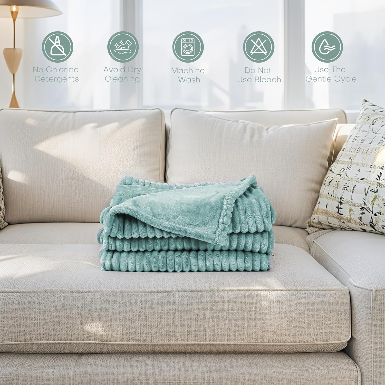 Electric Heated Blanket Queen Size 84"x90" with Cozy Flannel, 6 Heat Settings & 10 Hours Auto Off, Soft & Cozy Warming Throw for Home, Office, or Bed, Machine Washable, Bean Green - Image 7