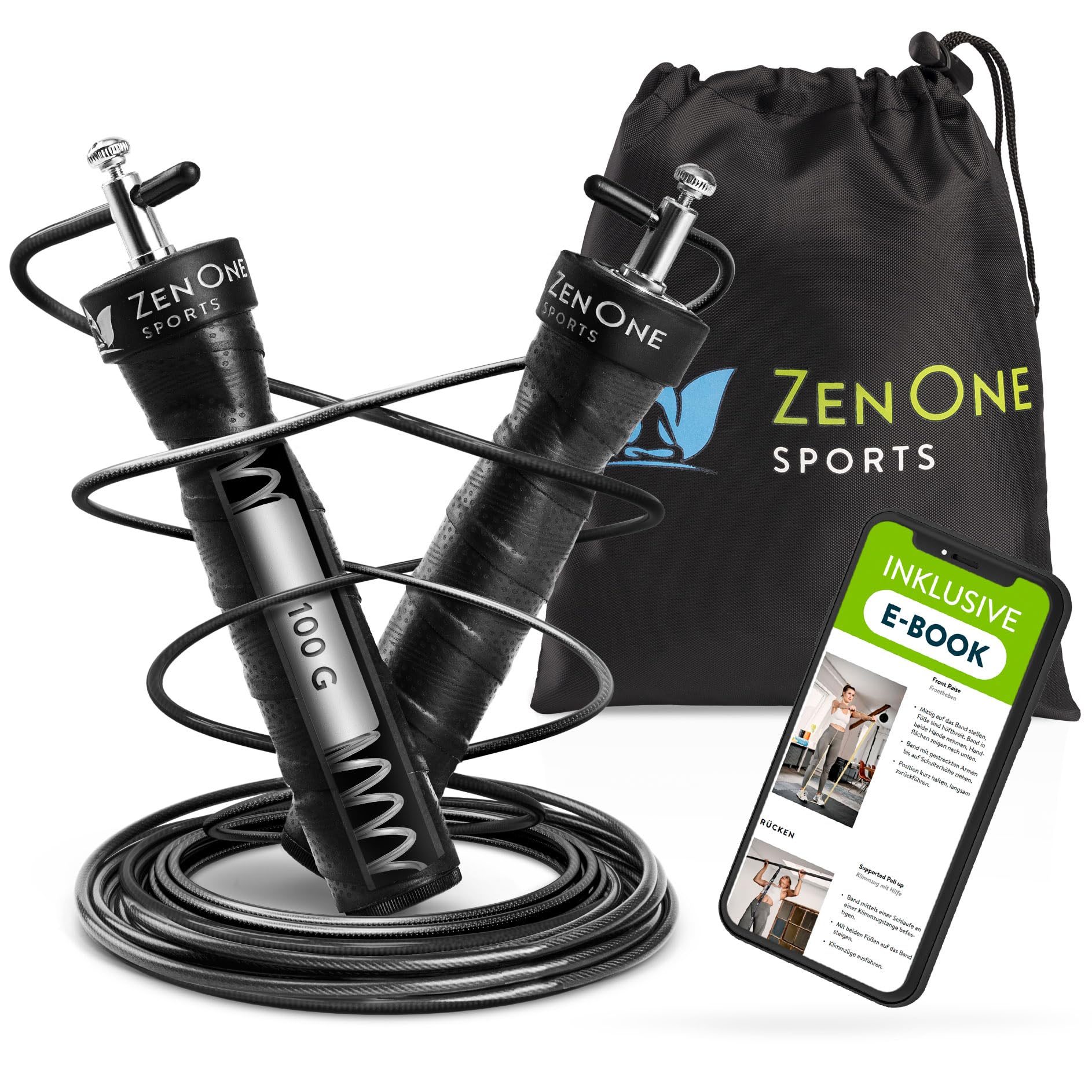 ZenOne Sports® Springseil I Jump Rope für Erwachsene I Speed Rope mit 360° Kugellager & robustem Stahlseil I 3m Fitness Springseil verstellbar - Ideal für Boxer-, Doppel- Kreuz-Sprung & mehr