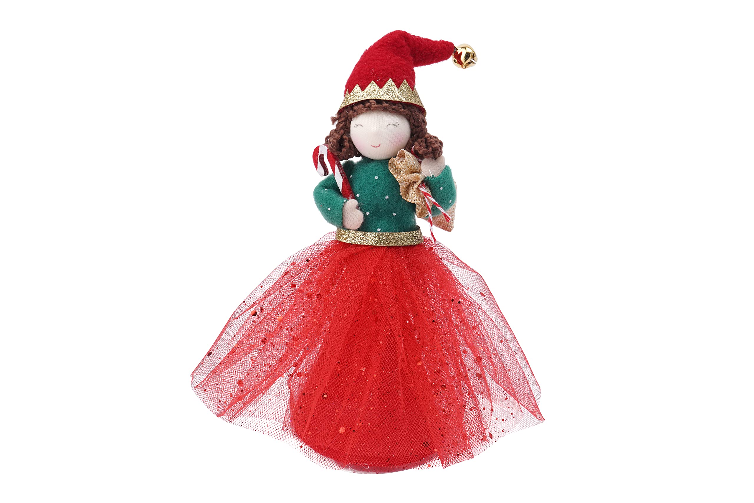 CGB Giftware | Christmas Elf Light Up Tree Topper Hanging Decoration | Battery Powered | Christmas Festive Holiday Home Accessory | Joy to the World Range | GB06703