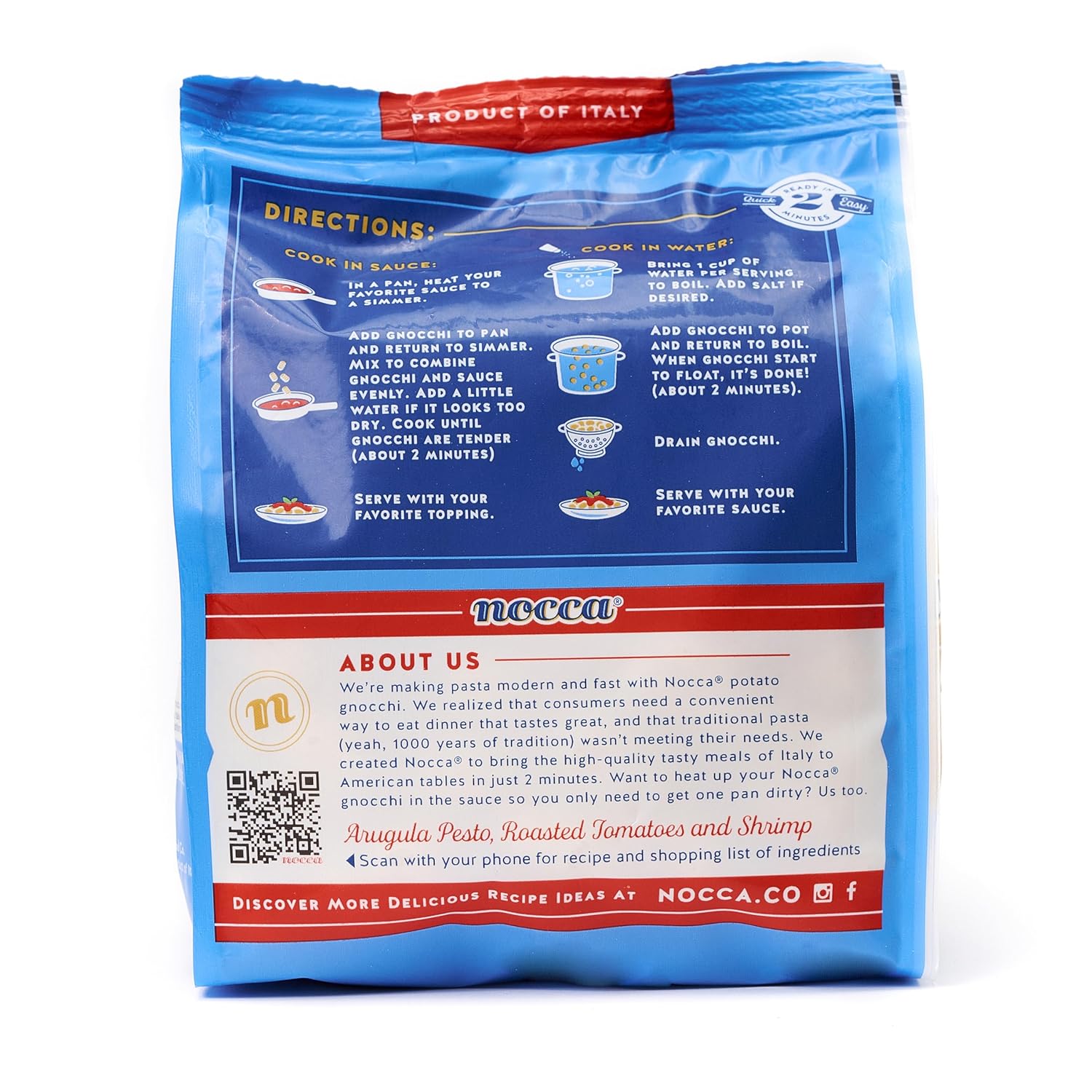 Nocca Gnocchi All Natural Original Gluten Free Gnocchi, 16 Ounce (Pack of 6), Potato Dumpling Pasta