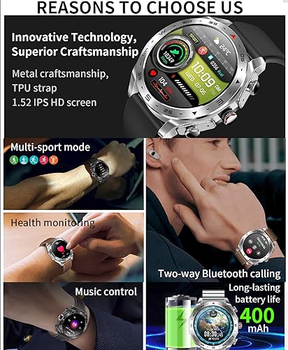 Miniatura 3 de Reloj inteligente + auriculares, rastreador de actividad física con recepción de llamadas/marcación, pantalla táctil de 1.53 pulgadas, reloj