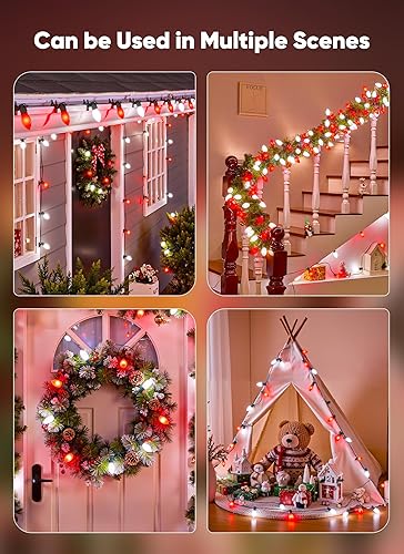 Miniatura 7 de Luces LED C9 de Navidad para exteriores, cadena de luces C9 de 100 pies con 100 bombillas mate inastillables, luces de árbol de Navidad impermeables
