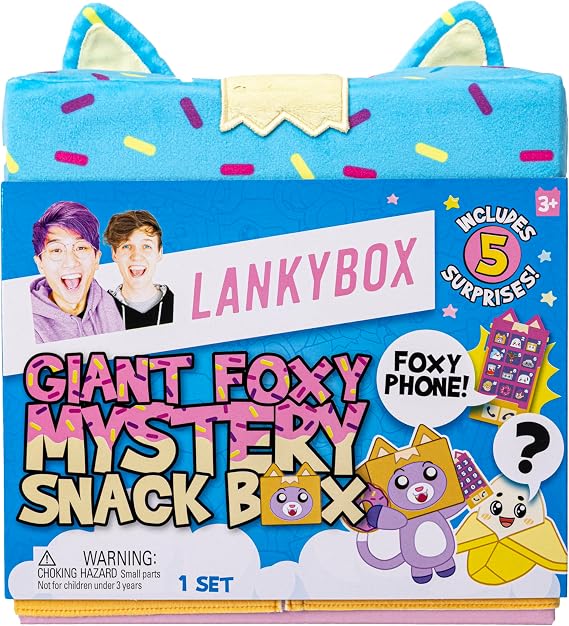 LankyBox Giant Foxy Surprise Snack Box, YouTube Gaming Channel, Mystery Surprise Giant Blind Box, 5 Fun Surprises Inside, Official LankyBox Merch
