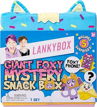 LankyBox Giant Foxy Surprise Snack Box, YouTube Gaming Channel, Mystery Surprise Giant Blind Box, 5 Fun Surprises Inside, Official LankyBox Merch