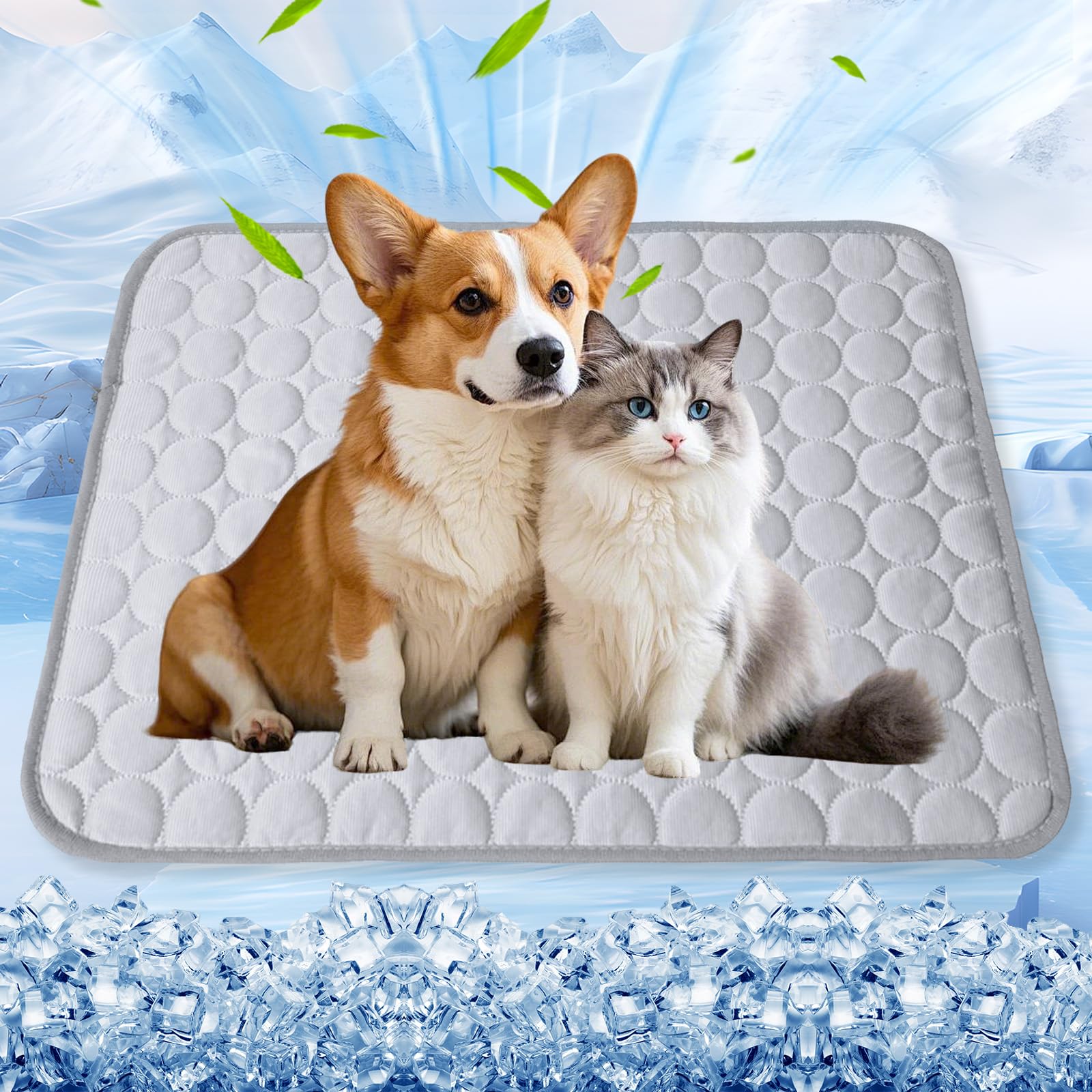 Tapis Rafraîchissant Pour Chien/chat 40x30cm - Auto-refroidissant, Lavable - Pour Petites/moyennes Tailles - Gris - 14