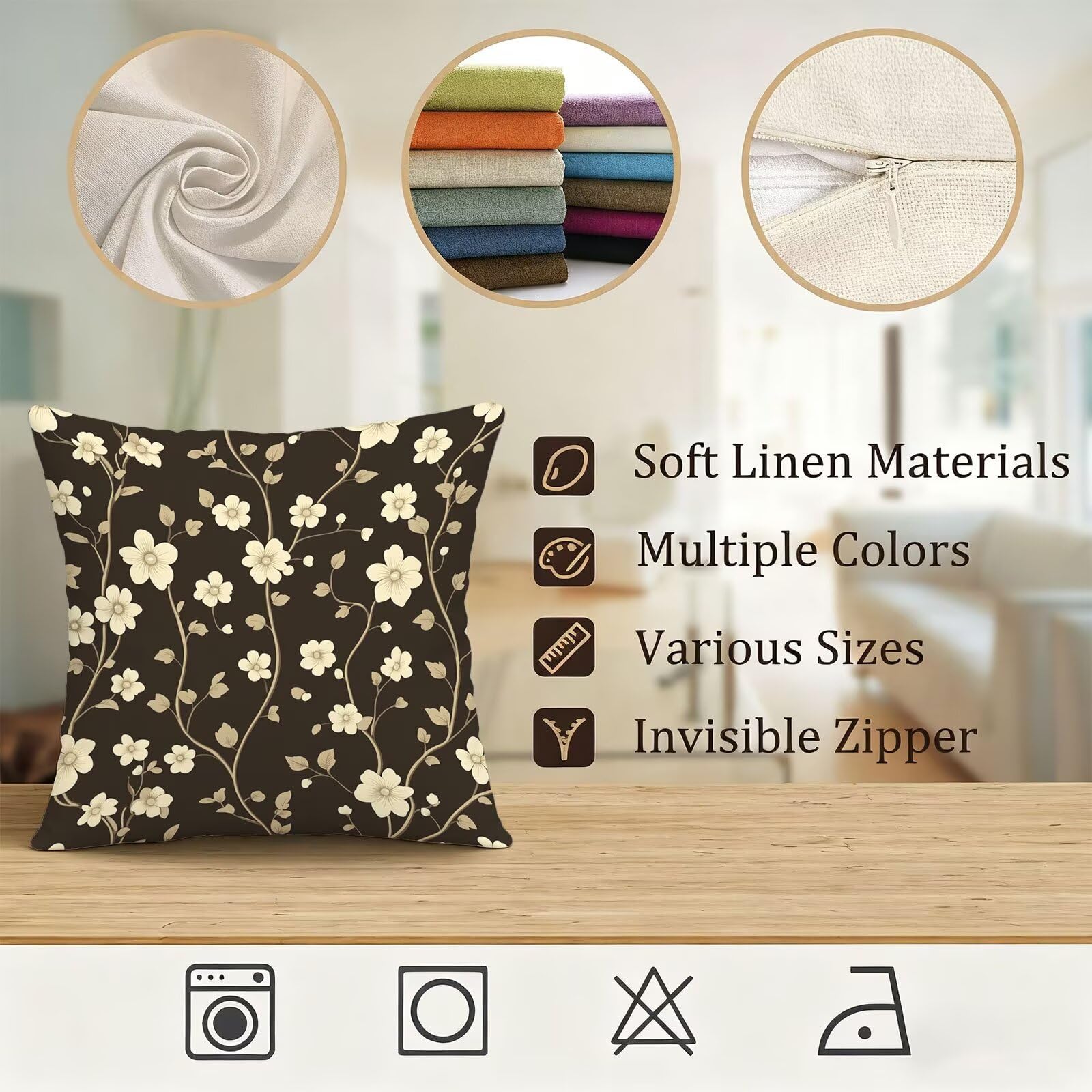 CrèMe Housse Coussin 60x60 Violet Taie Oreiller 60x60 Lot de 4 Super Doux Protege Oreiller 60 x 60 Decoration Automne Taie D'oreiller Carrées Coussin Canape, pour Maison Chambre Canapé Chaise E - 390