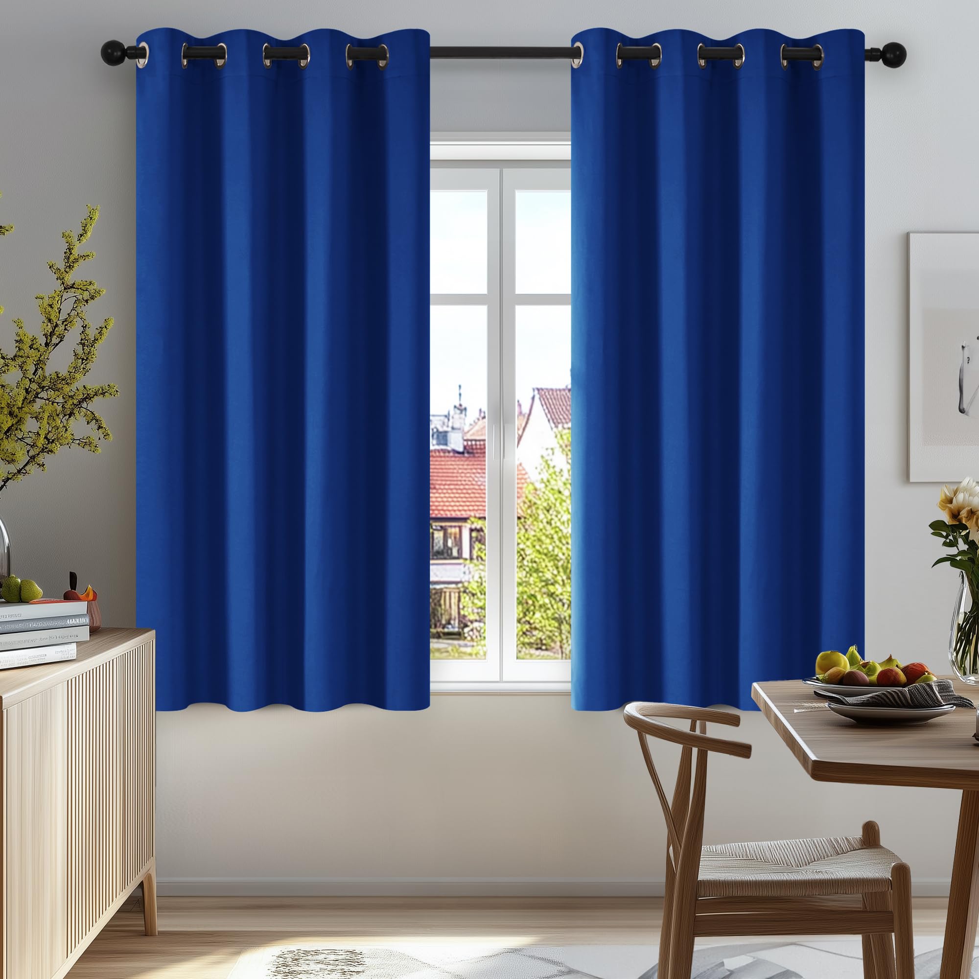 Deconovo Curtains Blackout Thermal Insulated Eyelet Blackout Curtains for Living Room 42 x 45 Inch Drop Blue 1 Pair โ image 1