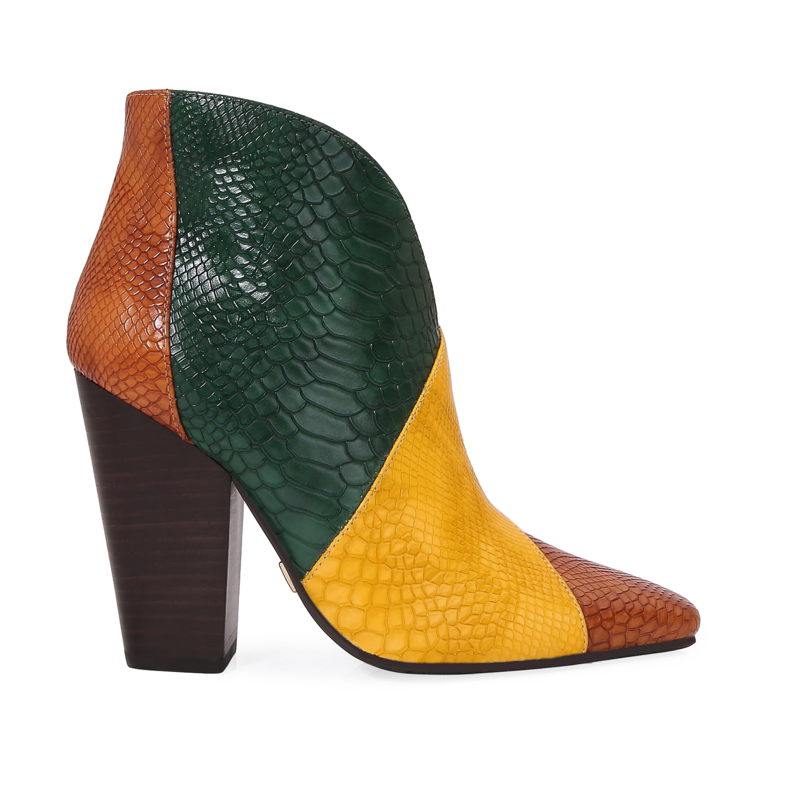 Ninety Union Astoria Womens Bootie Snipped Toe and Block Heel Boots Ankle Boots with Inside Zipper Snake Print