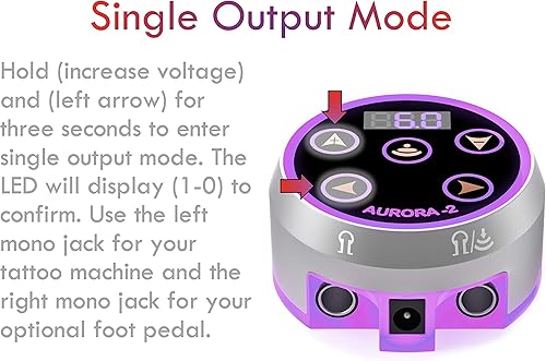 Miniatura 3 de Aurora II - Fuente de alimentación profesional para máquina de tatuaje, pantalla táctil, pantalla digital y LED de color (negro)