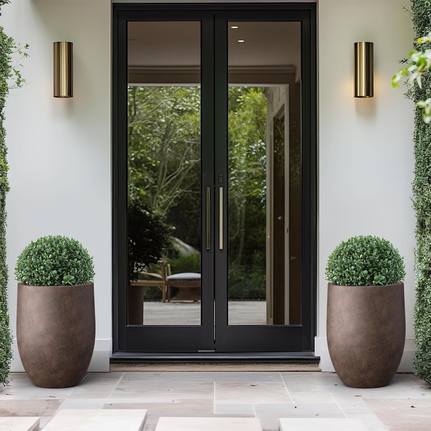 Kante 21.7" H Rusty Tall Planter, Large Outdoor Indoor Decorative Pot with Drainage Hole and Rubber Plug, Modern Round Style for Home and Garden Rusty 21.7"H