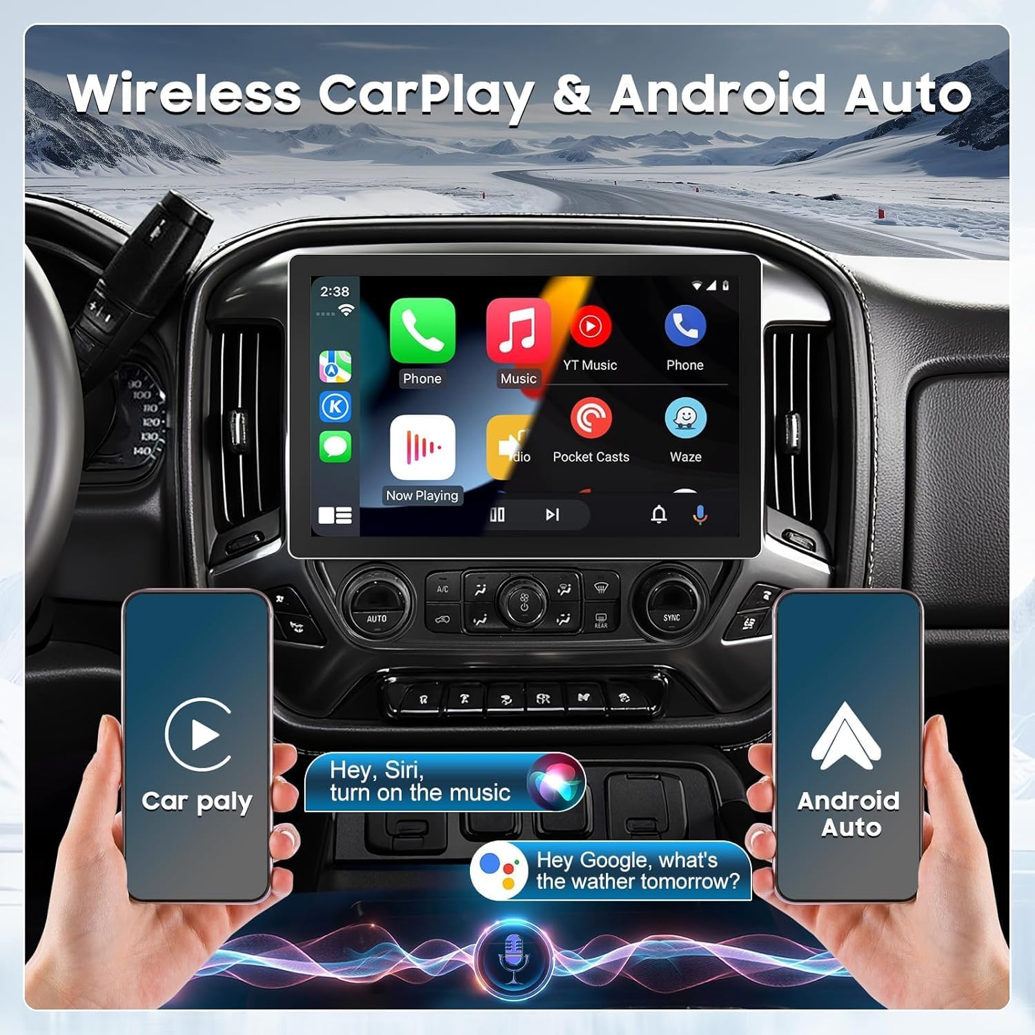 Car Stereo Radio Upgrade for Chevy Silverado and GMC Sierra 2014 2015 2016 2017 2018, 13.1" 2K Screen Android 12 2+32GB Wireless CarPlay and Android Auto/DSP/GPS/Bluetooth/WiFi /1080P Rear Camera