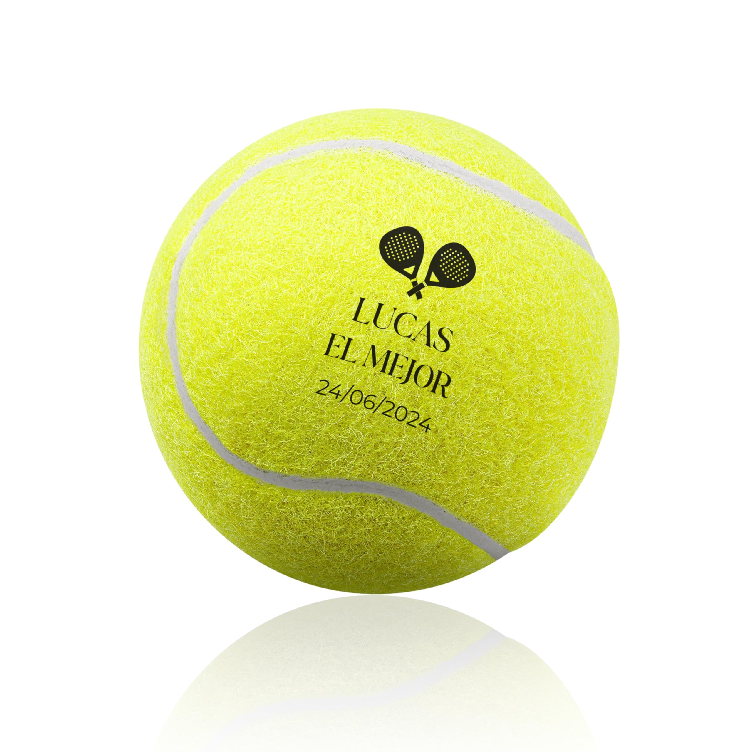 Personalizada Pelota de Tenis y Pádel Amarillo Rosa con Nombre