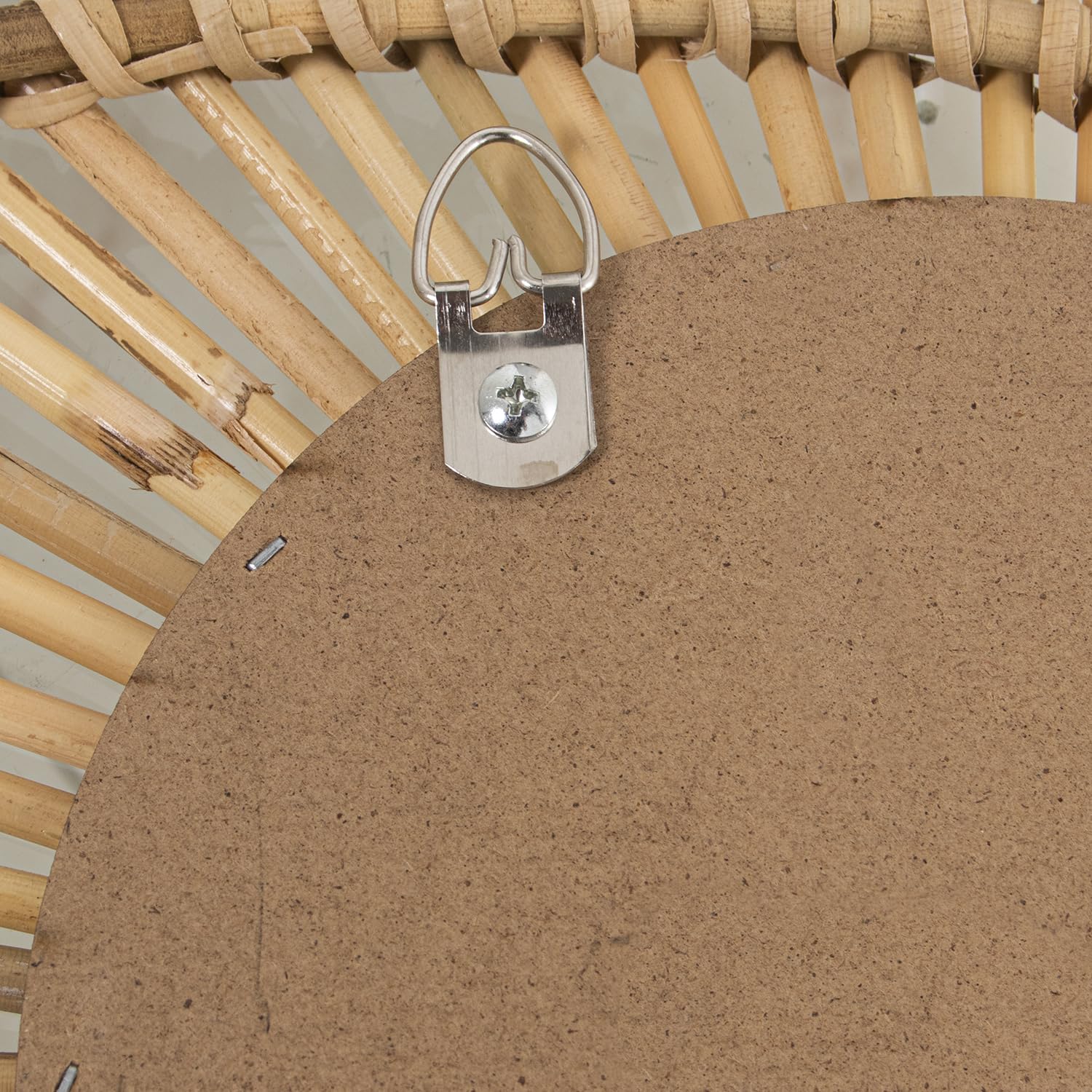 DRW Espejo de Pared Ovalado de Ratan en Natural 40x50x2 cm
