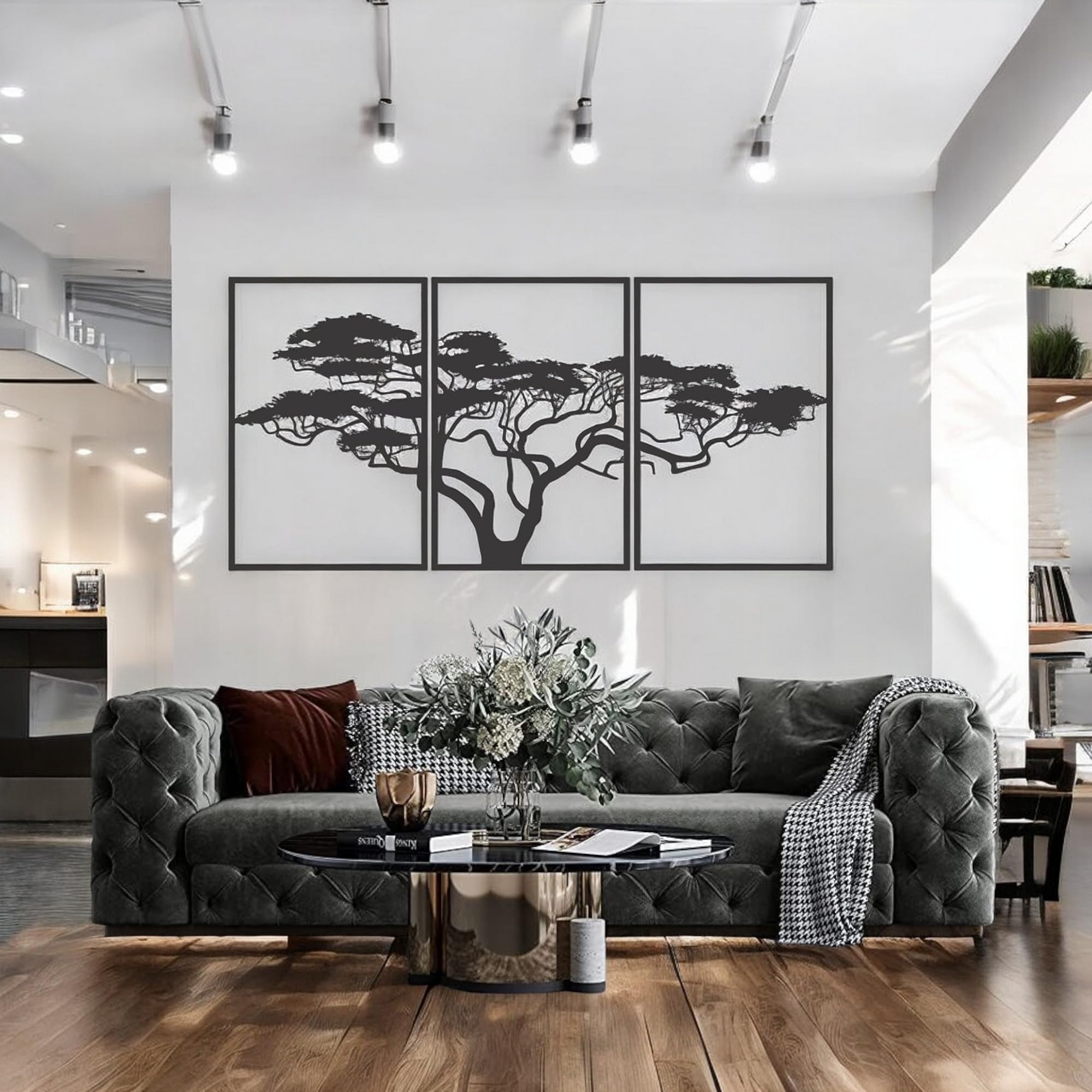 Tubibu Árbol de la Vida Decoración de Pared Mural Metal Negro Casa Decoración de Pared Decoración de Pared 3D Decoración Moderna Cuadros para Hogar Oficina Dormitorio Salón (Africano, L)