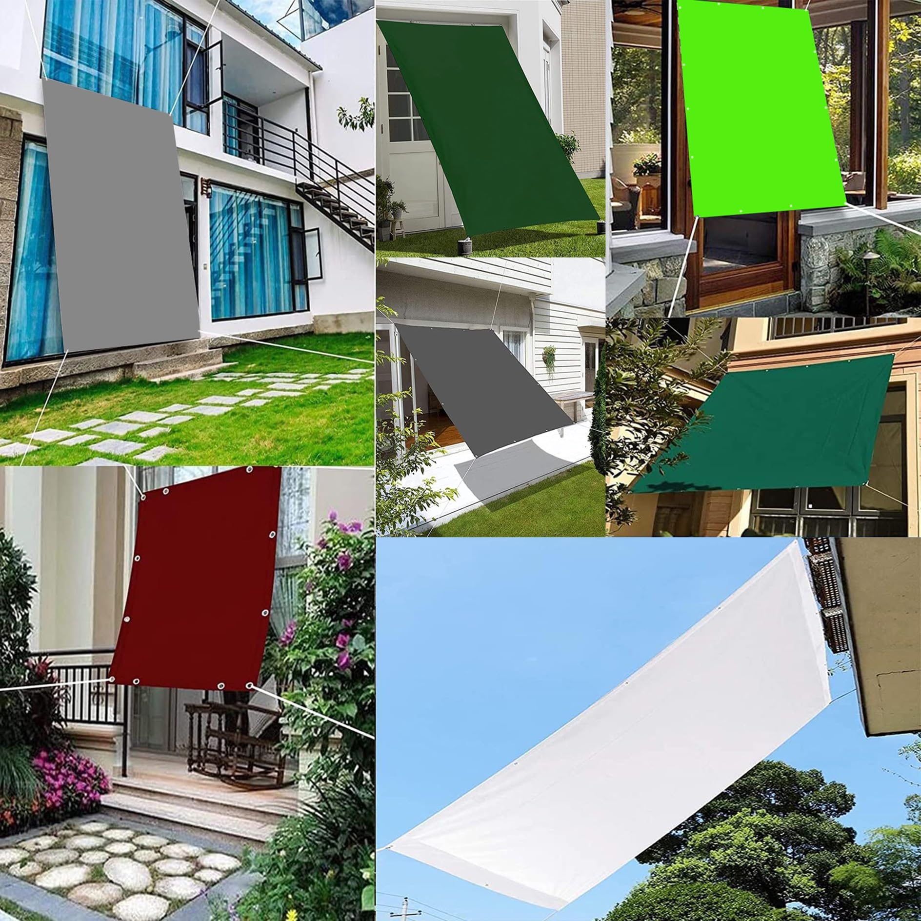 Tenda da Sole per Balcone 1 x 4 m 100% PES Impermeabile Tenda a Velo da Sole, La Distanza Tra i Fori è di 50 cm con Corda di Nylon, per Esterno Giardino, Giallo sabbia