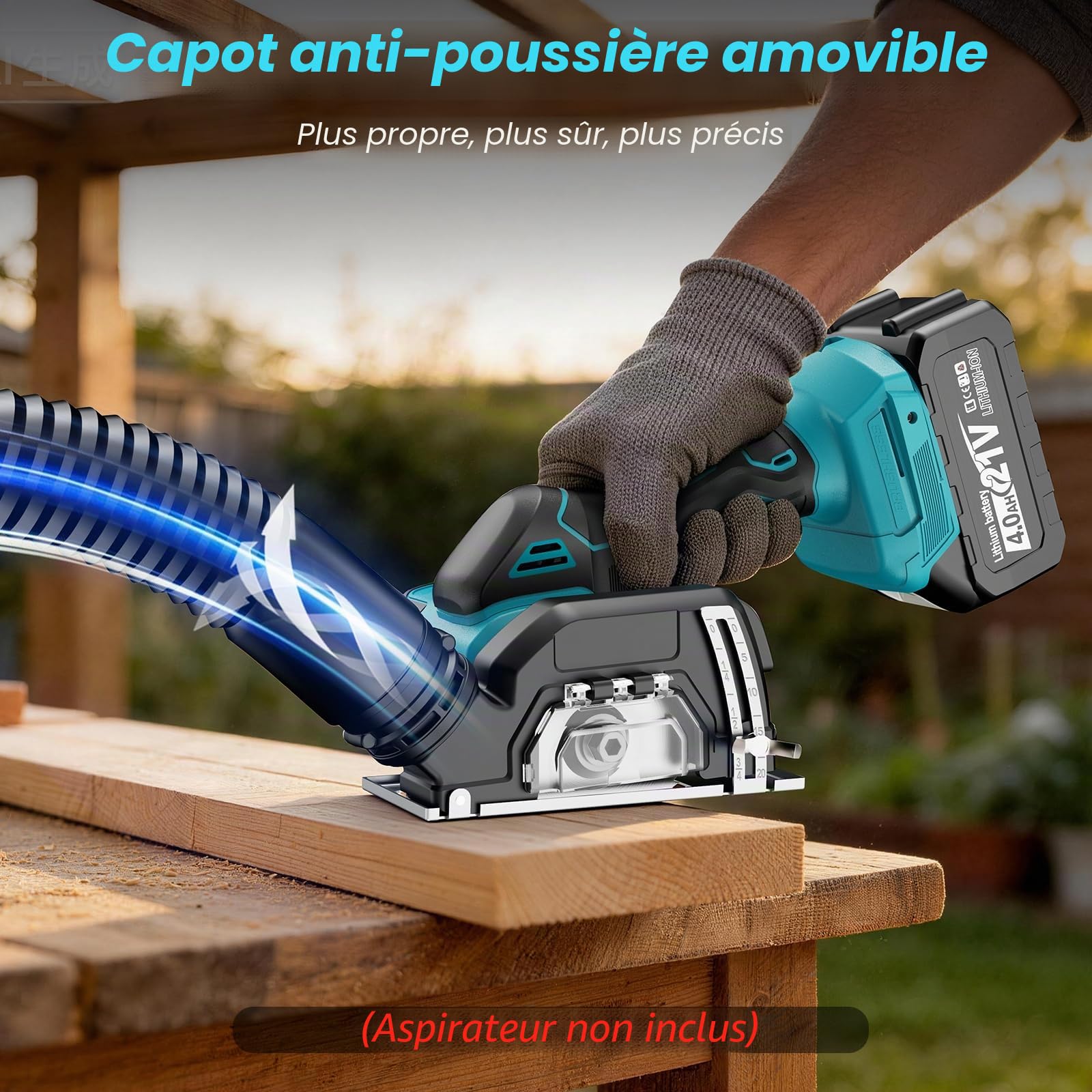 Mini Meuleuse d'angle sans fil Compatible avec Batterie Makita 18V, 76mm 19500tr/min, 2 Batteries 4,0Ah, 5 Disques