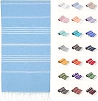 Vista 23 de PARK&OZ - Toalla de playa turca de gran tamaño, 100% algodón, secado rápido y sin arena, 72 x 40 pulgadas, ultra absorbente, ligera y compacta Blanco