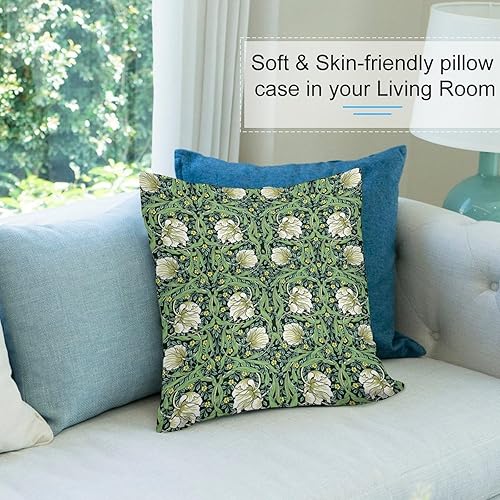 Miniatura 6 de William Morris - Fundas de almohada vintage estilo vintage de mediados de siglo con estampado botánico verde de flores abstractas verdes para sofá,