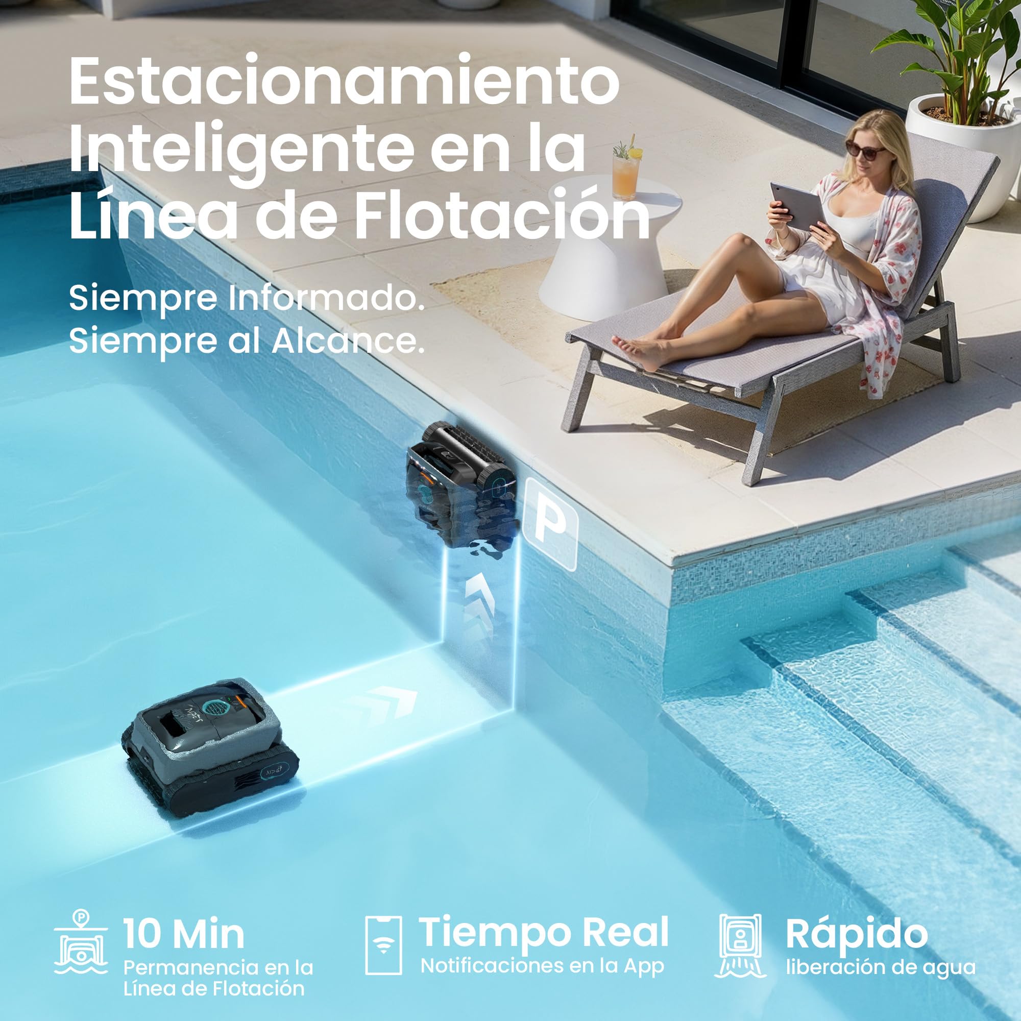 AIPER (Nuovo 2026 Scuba S3 Robot Piscina, Plan de Limpieza Semanal Personalizado, Aparcamiento Automático, Limpiafondos Ligero con App, Succión Potente, Robot Limpiafondos Piscina Fondo y Paredes