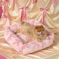 Vista 17 de LE SURE Bonita cama para perros pequeños, camas lavables para cachorros, acogedor sofá ortopédico rectangular para mascotas con felpa jacquard