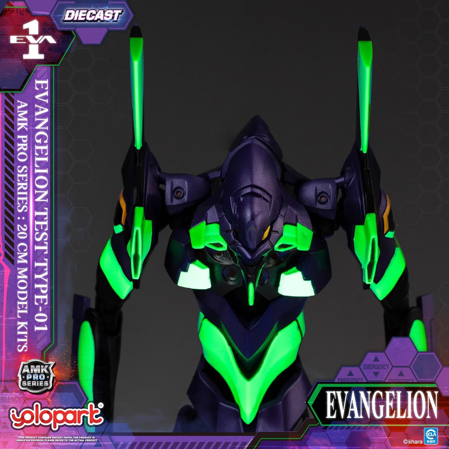 YOLOPARK Evangelion Unit-01 Figure,AMK PRO Series 7.87 Inch Highly Articulated Multipurpose Humanoid Decisive Weapon Rebuild of Evangelion Model Kit