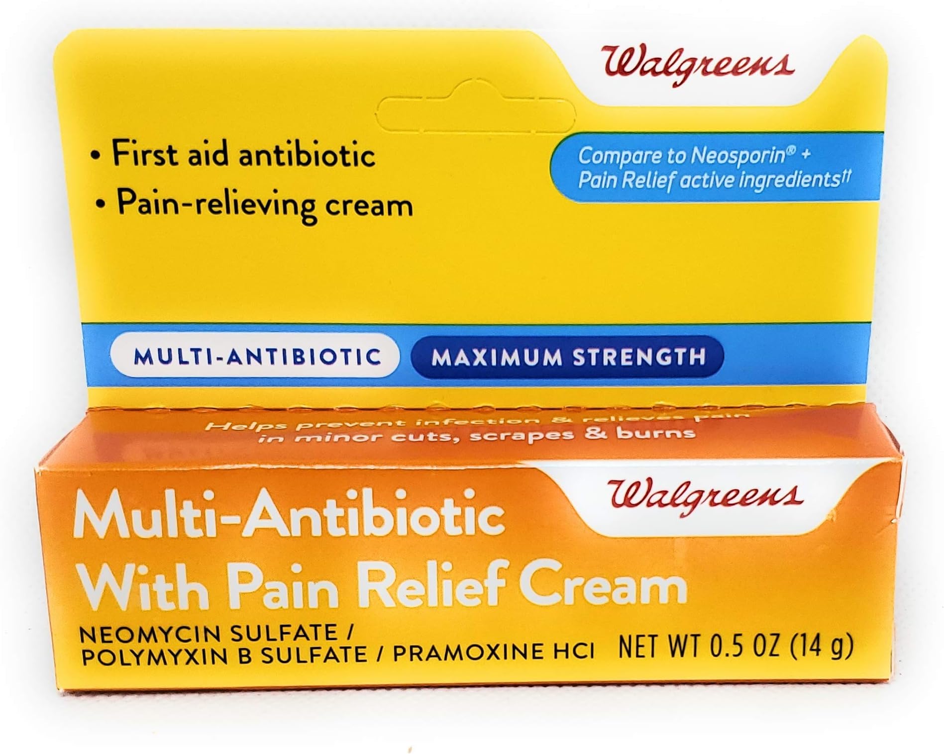AEE Walgreens Maximum Strength Multi Antibiotic Cream with Pain Relief, 0.5oz (14g)