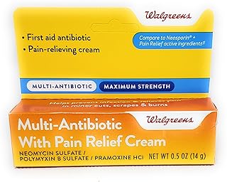 AEE Walgreens Maximum Strength Multi Antibiotic Cream with Pain Relief, 0.5oz (14g)